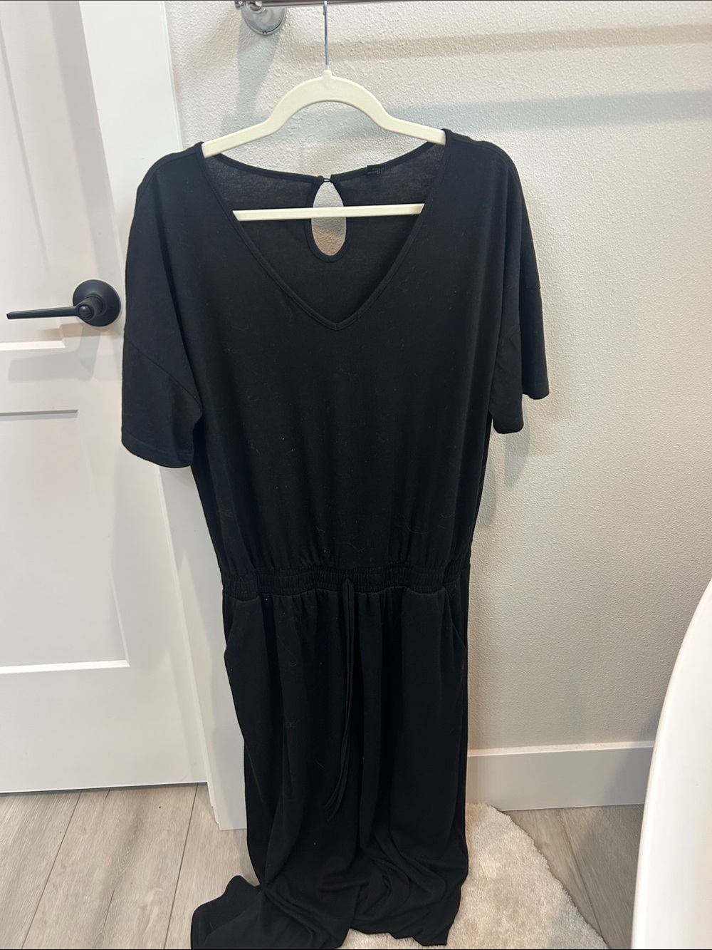 Everyday Black V-Neck Short-Sleeve Jumpsuit
